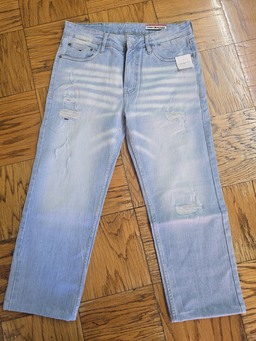 Tommy Hilfiger Light Blue Distressed Relaxed Jeans